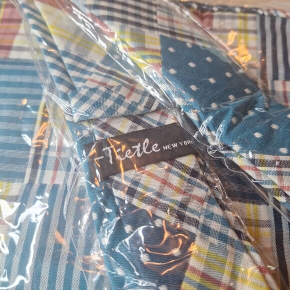 Tietle New York Patchwork Tie Pocket Square Set Handmade Blue - Picture 3 of 5